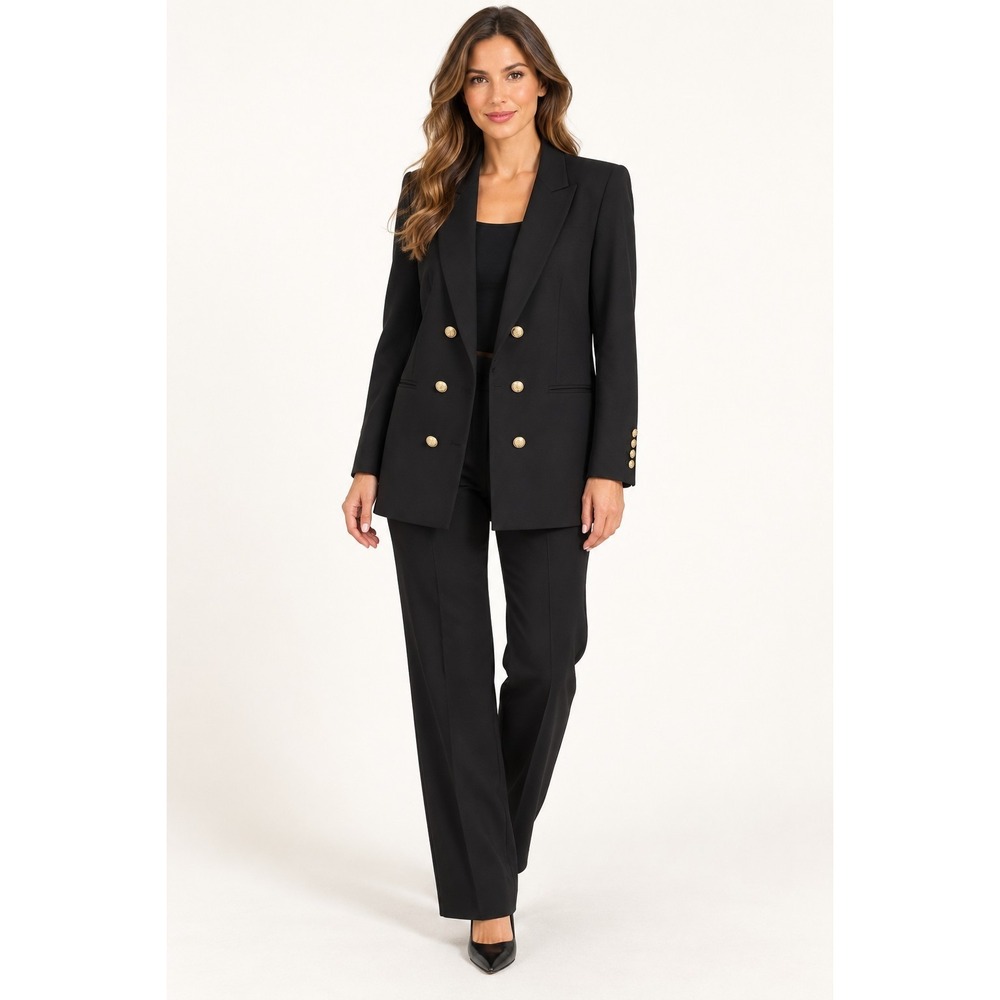 ZARA Womens Tailored Double Breasted Blazer Size: XL Black  Business Office